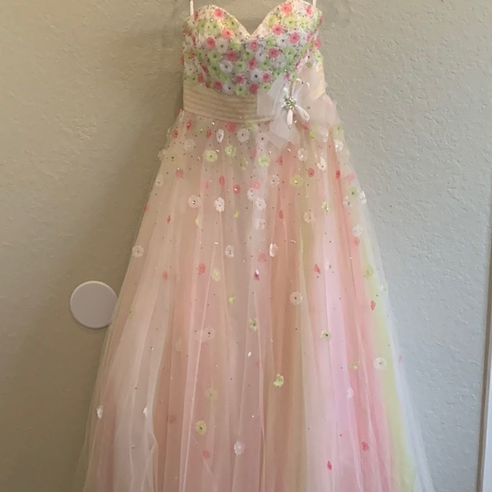Pinkand Greenballgown